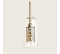 LEDKIA LIGHTING Lámpara Colgante Metal y Cristal Julieta Lungo Dorado E27