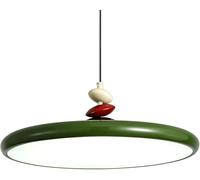 Lámpara colgante minimalista moderna con forma de disco, lámpara colgante delgada LED con atenuación continua, candelabro creativo de hierro y acrílico con forma de guijarro, luminaria de techo escand
