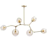 Lámpara Colgante Moderna Ajustable con Pantalla de Cristal, Lámpara de Araña Molecular para Dormitorio, Luminaria Colgante Creativa (B, 6 Luces)/Mi/6 Luces