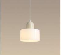 Lámpara colgante moderna bicolor de cristal, lámpara retro para isla de cocina, mesita de noche, bar, comedor, cable ajustable de 15 cm de diámetro, color rojo, verde, naranja, crema y blanco (blanco)