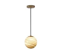 Lámpara Colgante Moderna con Forma de Globo Dorado, Pantalla de Cristal Jaspeado Color Tostado, Lámpara Colgante Planet con Cable Ajustable, Base E26/E27 de 15 Cm, Ideal para Isla de Cocina, Comedor,
