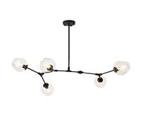 Lámpara colgante moderna con forma de molécula, E27, de cristal soplado a mano, con forma esférica, ajustable, para sala de estar, cocina, dormitorio, restaurante, iluminación de techo, color negro, 5