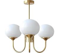 Lámpara Colgante Moderna de 3 Luces con Forma de Globo Sputnik de Mediados de Siglo con Bola de Cristal Rosa, lámpara Colgante de latón y Oro, lámpara de Techo empotrada - Iluminación Colgante,