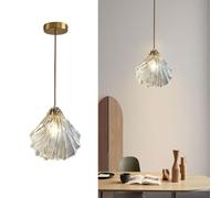 Lámpara Colgante Moderna de Cristal con Forma de Concha, minilámpara de Techo Dorada de una Sola luz para Isla de Cocina, Comedor, Dormitorio y Entrada.