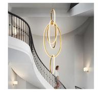 Lámpara Colgante Moderna de Escalera LED con Anillo Dorado, lámpara de araña de Lujo para Sala de Estar, Villa dúplex, iluminación para el hogar, lámpara de Noche con Brillo (3 Colores, 5 an