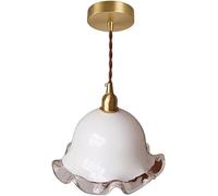 Lámpara colgante moderna de estilo vintage para dormitorio, cable ajustable E 14, latón, cristal blanco esmerilado. Lámpara colgante para isla de cocina, mesita de noche, comedor, cafetería, bar.