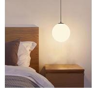 Lámpara colgante moderna de mediados de siglo, globo blanco, 1 luz, iluminación colgante de isla de cocina, lámpara colgante de bola de vidrio blanco lechoso, alambre colgante de 60 pulgadas