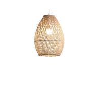 Lámpara colgante moderna de techo hueco con pantalla tejida de 1 luz para sala de estar, lámpara colgante de bambú rural, kit de lámpara colgante de estilo japonés para restaurante, bar y cafetería.