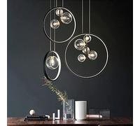 Lámpara Colgante Moderna, lámpara de Mesa de Comedor LED con Pantalla de Vidrio Transparente G9, candelabros de Bola, Estilo nórdico Industrial, Colgante para habitación