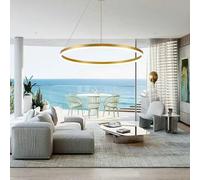 Lámpara colgante moderna LED mesa de comedor lámpara de salón regulable con control remoto creativa anillos redondos colgante luz metal acrílico lámpara colgante comedor lámpara sala de estar ( Color