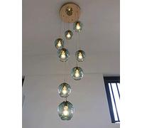 Lámpara Colgante Moderna Minimalista de Bola de Cristal para Escalera de Villa, lámpara de araña Grande con 8 Luces, lámpara de Techo múltiple de 40 x 180 cm, E27