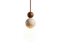 Lámpara Colgante Moderna y Elegante de Piedra y Madera, lámpara de Techo con diseño único de Dos esferas, Comedor, Isla de Cocina, Sala de Estar, Dormitorio, iluminación Elegante para el