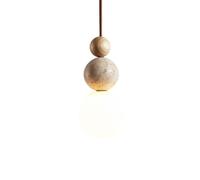 Lámpara Colgante Moderna y Elegante de Piedra y Madera, lámpara de Techo con diseño único de Dos esferas, Comedor, Isla de Cocina, Sala de Estar, Dormitorio, iluminación Elegante para el