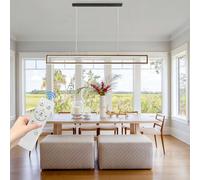 Lámpara colgante moderna y minimalista 41W,L120cm,hierro negro y silicona,con ajuste de color libre y luz suave,con mando a distancia;lámpara colgante LED ideal para restaurantesbares (L120cm)