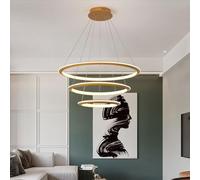 Lámpara colgante moderna y regulable, lámpara colgante clásica dorada, lámparas colgantes anidadas, lámpara colgante LED de 3 anillos, iluminación de suspensión ajustable en altura para sala de
