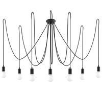 Lámpara Colgante Negra 7 Fuegos Flexible Ajustable Hasta 3 M Para E27