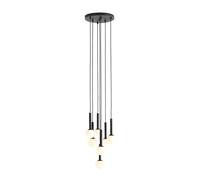 Lámpara Colgante Negra Blanca De 7 Fuegos G9 Vidrio Metal Moderno Sala De Estar