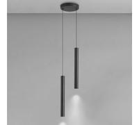 Lámpara colgante negra con cilindro LED, lámpara colgante de tubo largo, iluminación de techo, luces colgantes minimalistas para restaurante, oficina, bar, cocina, isla, luces colgantes Star of Light