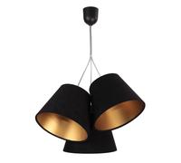 Lámpara Colgante Negra Dorada De Tela Triple JOCY Para Comedor Sala De Estar