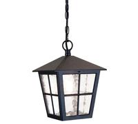 Lámpara Colgante Negro Aluminio Cristal IP43 Exterior Rústico Ludger Luz Terraza