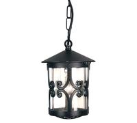 Lámpara Colgante Negro Aluminio Cristal Rústico Luz Exterior Balcón Terraza