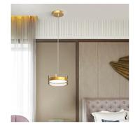Lámpara Colgante nórdica de acrílico, luz LED Minimalista, lámpara de Mesa Redonda para Comedor, Ideal para Dormitorio, Sala de Estar o Bar (Dorada, 1 luz, fría).