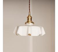 Lámpara colgante nórdica de cristal opalino, lámparas colgantes de mediados de siglo, estilo rústico vintage con pétalos, iluminación colgante de techo, color crema, estilo costero, iluminación colgan