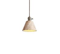 Lámpara Colgante nórdica de Estilo WABI-Sabi de travertino Amarillo Natural para Dormitorio, lámpara de Noche Retro, decoración de Barra en Crema (Tipo B, 4000 K)