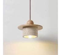 Lámpara Colgante Nórdica de Piedra de Nogal para Mesa de Comedor, Araña Colgante Japonesa Wabi-Sabi, Lámpara de Techo Cilíndrica de Travertino, Lámpara Colgante E27 para Mesita de Noche, Pasillo de Co