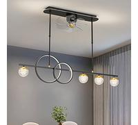 Lámpara colgante nórdica oscilante para sala de estar, comedor, lustre, ventiladores silenciosos con control remoto, 50 W, conmemoración del Día de la Independencia (negro, regulable sin niveles)