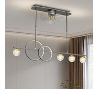 Lámpara colgante nórdica oscilante para sala de estar, comedor, lustre, ventiladores silenciosos con control remoto, 50 W, conmemoración del Día de la Independencia (gris, regulable sin niveles).