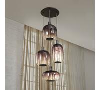 OSRAM Lámpara colgante Decor Needle Plate 4xE27, gris oscuro, acero, cable textil de 2 m, minimalista