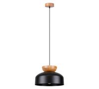 Lámpara Colgante Padova Negra Natural Madera Acero E27 para Comedor Salón Ø30 cm