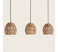 LEDKIA LIGHTING - Lámpara Colgante 3 Focos | Papel Trenzado | Diseño Natural para Salón; Dormitorio | Compatible con Bombilla E27 | Longitud Ajustable; Natural