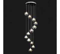 Lámpara Colgante para Apartamento Dúplex, Escalera de Caracol, Lámpara de Araña Larga, Escalera, 12 Bolas De, Luces Múltiples, Lámpara Creativa Para, 50 X 250 cm (Luz Cálida B)/B/Luz Cálida