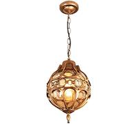 Lámpara colgante para exteriores de color dorado retro Luces impermeables E27 Lámpara colgante de altura ajustable Luces colgantes de aluminio Comedor Balcón Gazebo decorativo Pasillo Luz colgante al