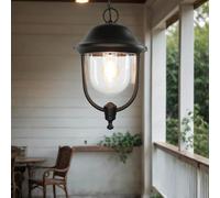 Lámpara colgante para exteriores redonda de aluminio fundido negro IP43 resistente a la intemperie rústica para jardín terraza patio lámpara exterior lámpara colgante lámpara colgante