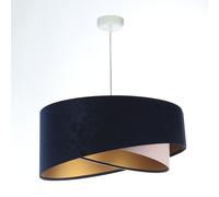 Lámpara Colgante Para Sala Azul Rosa Dorado Ø 50cm Tela Terciopelo Óptica E27