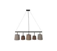 Lámpara Colgante Para Sala Negra Marrón Beige 5-Focos E14 Tela Metal
