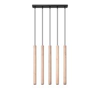 SOLLUX lighting PASTELO 5L Lámpara colgante de madera de 5 bombillas Mesa de comedor colgante - Casquillo G9 - Bombilla no incluida - Lámparas y luminarias colgantes - 45x5x103cm