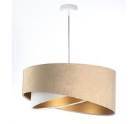 Lámpara Colgante Pendelleuchte Tela Beige Oro E27 Redondo Ø 50CM Velur Óptica
