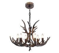 Lámpara Colgante pequeña de Resina Vintage con Forma de asta, Color Negro, Pintada a Mano, portalámparas E14, Ideal para cafeterías, Bares, restaurantes, Salas de Estar y Tiendas de Ropa (6