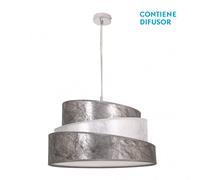Lámpara colgante plata blanco. 3xe27. medidas regulablex50cm.
