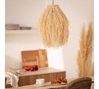 LEDKIA LIGHTING - Lámpara Colgante Ratán Kathu Manyoya | Diseño Natural y Elegante | Compatible con Bombilla LED E27 | Uso Interior | Cable Ajustable, Natural