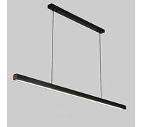 Lámpara colgante rectangular ultrafina de 23,6 pulgadas, lámpara colgante de tira de metal lineal con pantalla acrílica, lámparas de suspensión largas negras, candelabro LED moderno, luces colgantes