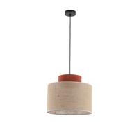 Lámpara Colgante Redonda Ø 20 Cm H: Max. 170 Cm E27 Yute Tela Sala De Estar