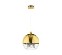 Lámpara Colgante Redonda Ø 30 Cm Bola Metal Vidrio Cristal E27 En Oro