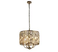 Lámpara Colgante Redonda Ø 44 Cm Cristal Metal En Bronce Antiguo Crema
