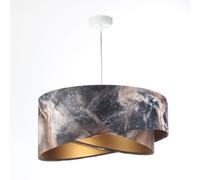 Lámpara Colgante Redonda Ø 50 Cm Tejido Gris Dorado Ajustable Dormitorio