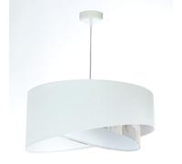 Lámpara Colgante Redonda D: 50 Cm Blanca Crema E27 Ajustable Tela